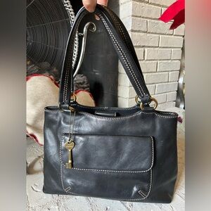 Fossil Black Leather Shoulder Bag